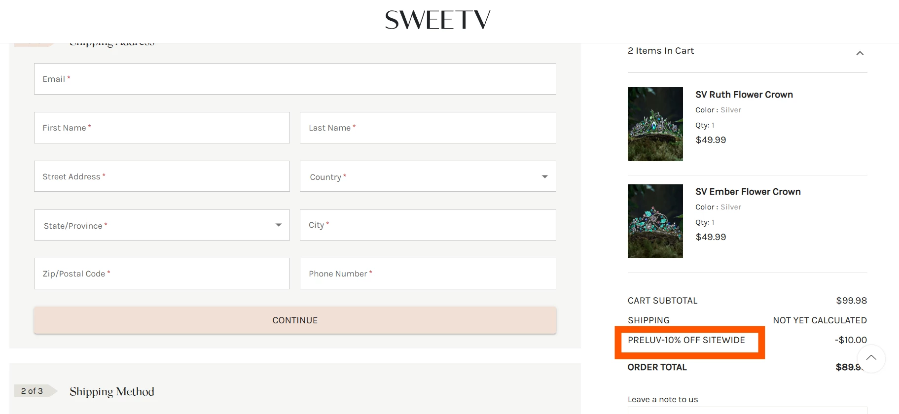 SWEETV verified Coupon code PRELUV